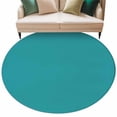 thumbnail image 2 of Teal Round Rugs 5ft, Farmhouse Solid Turquoise Color Modern Art Non Slip Washable Rug Runner, Low Pile Indoor Floor Carpet Mat Bathroom Rugs for Living Room, Bedroom, Kids Room, 2 of 9