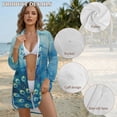 thumbnail image 6 of Xoenoiee Blue Peacock Print Women Swimsuit Coverup Shirt Dress Button Down Bathing Suit Cover Up V Neck Beach Vacation Outfits with Pocket, 3XL, 6 of 7