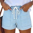 thumbnail image 3 of Jean Shorts for Women High Waisted Pull On Drawstring Waist Trendy Denim Jorts Summer Casual Jean Shorts with Pockets Summer Comfortable Going Out Sweatpants Fashion Short 2026 Light Blue XL, 3 of 6