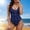 Blue, variant on HOMBOM Womens Swimsuits High Cut Swimwear One Piece Tummy Control Floral Print Beachwear Bathing Suit for Ladies Coffee