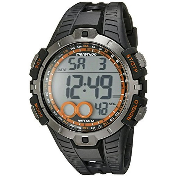 Marathon by Timex Men's T5K801 Digital Full-Size Black/Orange Resin Strap Watch