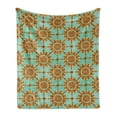 thumbnail image 1 of Moroccan Soft Flannel Fleece Blanket, Ornamental Abstract Moroccan Motif with Old Fashion Victorian Influences Artwork, Cozy Plush for Indoor and Outdoor Use, 50" x 60", Mint Orange, by Ambesonne, 1 of 6