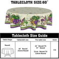 thumbnail image 2 of Mardi Gras Purple Tablecloth Spring Cream Round Tablecloth 60 Inch Carnival Fleur De Lis Mask Table Cloth for Farmhouse Kitchen Decor Polyester Fabric Holiday Table Cover for Party Outdoor, 2 of 7