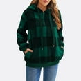 thumbnail image 2 of Womens Pullover Oversized Fuzzy Hoodie Double Fleece Sweatshirts Buffalo Plaid Outerwear, 2 of 4
