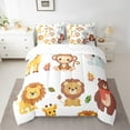 thumbnail image 2 of Feelyou Kawaii Zoo Animals Bedding Comforter Set 7pcs for Teens, Cute Lion Bear Monkey Queen Bedding Sets, Jungle Wildlife Queen Sheet Sets, Ultra Soft Home Decor, 2 of 7