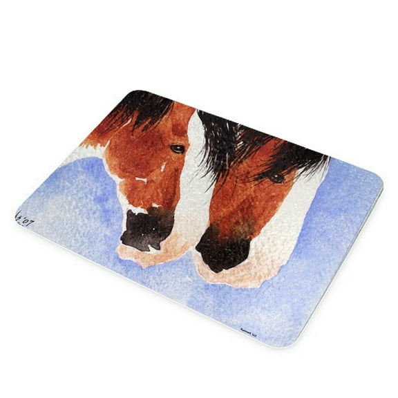KuzmarK Glass Cutting Board - Clydesdale Team Mates Draft Horse Art by Denise Every