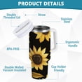 thumbnail image 2 of Yayeee 40oz Stainless Steel Tumbler with Straw and Handle Double-Wall Insulated Travel Water Bottle, Black Sunflower Pattern, 2 of 8