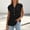 *Black, variant on ClodeEU Women's V Neck Cap Sleeve Henley Blouse,Casual Solid Color Button Top Black,Women's Plus L