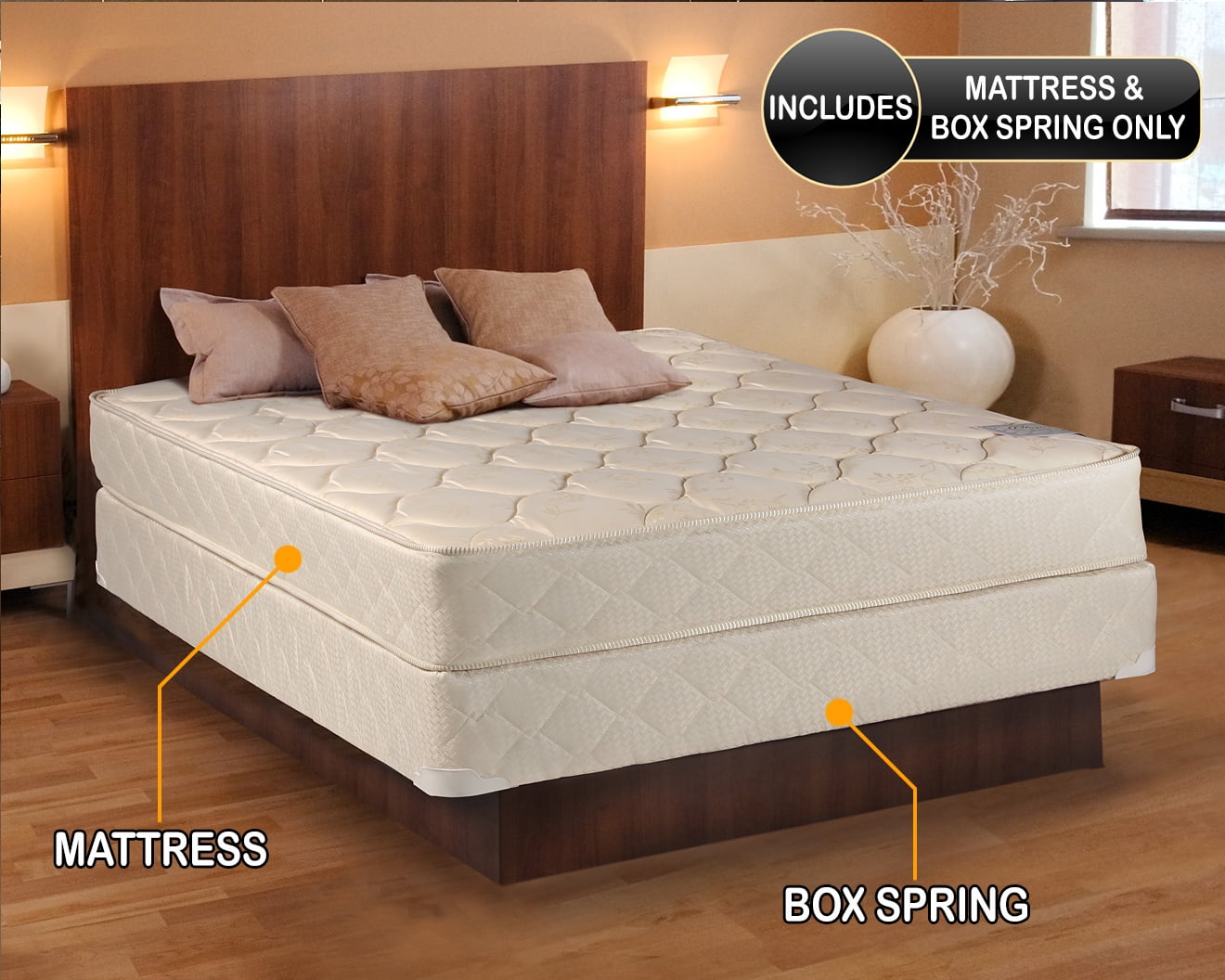 Dream Sleep Comfort Classic Single-Sided Full XL Gentle Firm Mattress and Box Spring Set - Fully Assembled, Orthopedic, Good for your back, Long Lasting by Dream Solutions USA