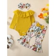 thumbnail image 3 of Canis Newborn Baby Girls Cotton Tops Romper Floral Pants 3Pcs Outfits Set Clothes, 3 of 8