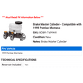 thumbnail image 2 of Brake Master Cylinder - Compatible with 1999 Pontiac Montana, 2 of 2