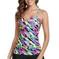 thumbnail image 2 of RELLECIGA Women's Ruched Bandeau Tankini Top Swimsuits, 2 of 7