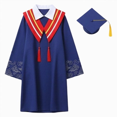 dmqupv Children Graduation Gown Set Shiny Child Graduation Cap Gown 2 Piece Set Kindergarten Graduation Cap and Gown for Kids Preschool Red 7-8 Years