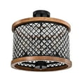 thumbnail image 5 of Amelia 16 in. 3-Light Indoor Chrome and Faux Wood Grain Finish Semi-Flush Mount Ceiling Light with Light Kit, 5 of 5