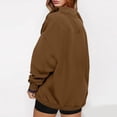 thumbnail image 4 of Sweatshirt for Women Oversized Long Sleeve Henley Neck Pullover Casual Fall 2025 Fashion Tops Button Drawstring Hoodies, 4 of 6