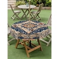 thumbnail image 5 of Outdoor Tablecloth with Umbrella Hole Zipper Orange Blue Southwestern Round Tablecloth 54" Waterproof Outside Table Cloth Antique Boho Farmhouse Ethnic Patio Table Cover Tablecloths for Picnic Party, 5 of 8