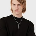 thumbnail image 3 of Three Nail Cross Necklace 925 Sterling Silver 3D Cross Necklaces for Men Christian Jesus Crucifix Religious Jewelry Gifts for Men Husband Brother 22"+2", 3 of 6