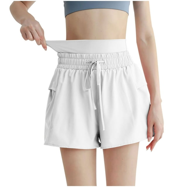 Besolor Womens High Waisted Athletic Shorts Workout Gym Running Shorts Activewear with Pockets Drawstring