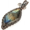 thumbnail image 3 of Raw Labradorite Necklace,Bronze Crystal Birthstone Necklace,Wire Wrap, 3 of 7