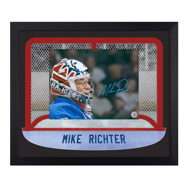 Mike Richter Signed New York Goalie Mask Between The Pipes 23x27 Frame