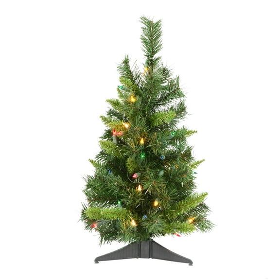 Vickerman 24" Imperial Pine Artificial Christmas Tree, Multi-colored Dura-lit Lights - Faux Table Top Christmas Tree - Seasonal Indoor Home Decor