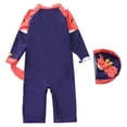 thumbnail image 4 of Boys Swimsuit Long Sleeve One-piece Swimsuits Rash Guard Sunscreen Matching Swim Trunks Beach Pool Kids Swimwear Navy1 10-12 Y, 4 of 4