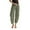 Green, variant on Womens Linen Blend Harem Pants Elastic Waist Ankle Length Pants Slouchy Fit Side Pockets Lightweight Casual Beach Trips Pants