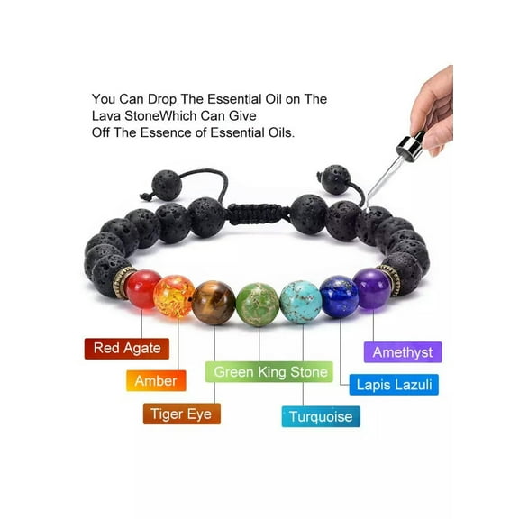 EOEMY 1Pc Multicolored Acrylic Beaded 7 Chakra Bracelet Creative Jewelry For Women-Default