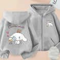 thumbnail image 3 of Kawaii Sanrio Cinnamoroll Cartoon Zip Up Hooded Coats Women Winter Casual Loose Warm Jackets Cute Anime Parent-Child Clothing, 3 of 18