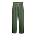 thumbnail image 5 of bbyeadc Women's Waffle Pants Casual Texture Elastic Waist Pants Wide Leg Loose Fit Light Trousers Baggy Lounge Trouser Vintage Sweatpants, Dark Green L, 5 of 8