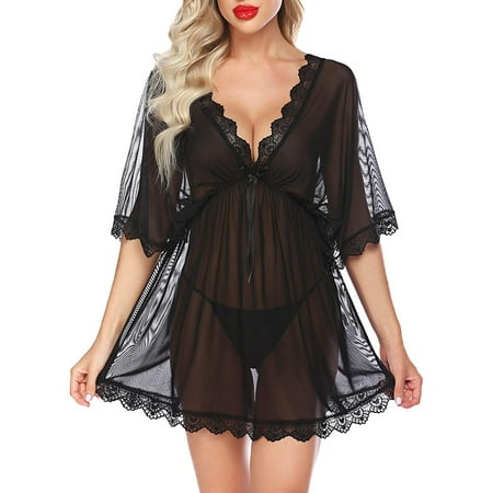 

Listenwind Womens V-neck bow sexy dress lingerie sleepwear Valentine s Day