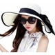 thumbnail image 1 of Sombrero de paja con lazo grande para mujer de 5,5 pulgadas, grande, plegable, enrollable, sombrero para el sol, gorra de playa, UPF 50+, blanco lechoso Sailing Electrónica, 1 of 2