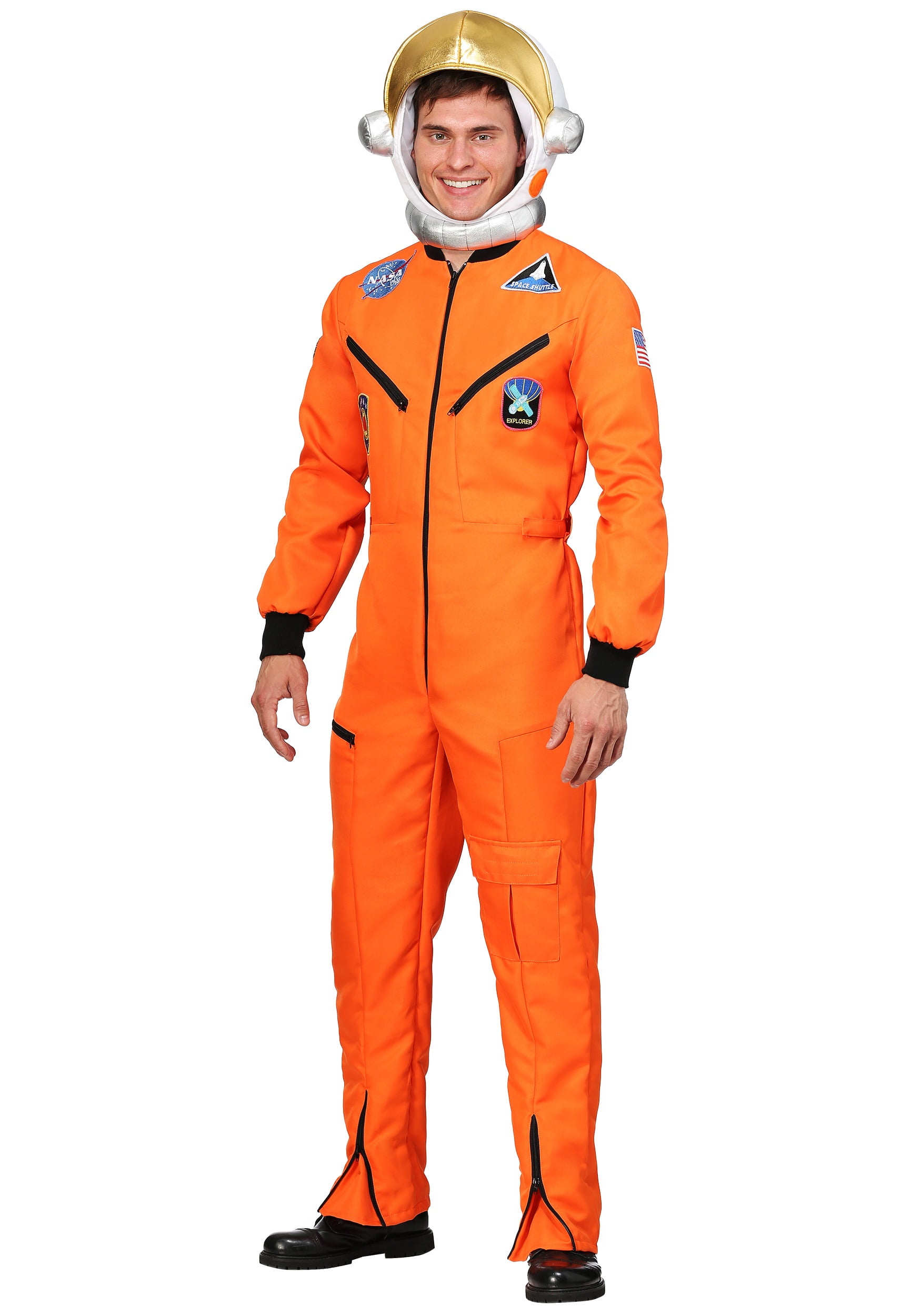 Orange Astronaut Womens Adult Space Explorer Halloween Costume 