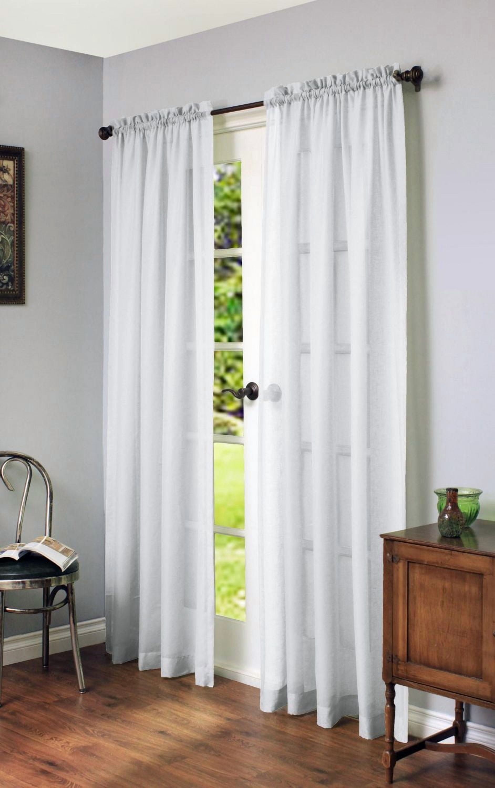Loft Living Cannes Faux Linen Rod Pocket Single Curtain Panel Sheer 56" x 95" in White