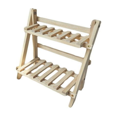

Storage Rack Wooden 2-Tier Flowerpot Holder Decorative Riser Rack Holder Wooden Riser Organization for Balcony Desktop Bedroom Accessories