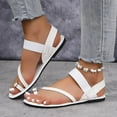 thumbnail image 5 of Women’s Strappy Sandal Toe Loop Flat with Adjustable Ankle Strap & Cushioned Footbed Women's Fashion Casual Open Toe Cool Clip Toe Summer Style Fashion Casual Sweet Style Roman Flat Sandals, 5 of 8