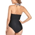 thumbnail image 2 of SWSMCLT Women's Ruched One Piece Bathing SuitCriss Cross Tummy Control SwimwearV Neck Wrap Plunge Shirred Pleated Halter Plunge Swimsuit Long Torso Monokini Leopard 12-14, 2 of 5