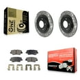 thumbnail image 1 of Transit Auto Rear Coated Drilled Slotted Disc Brake Rotors and Semi-Metallic Pads Kit for Car Hyundai Sonata Azera KDF-100914, 1 of 11