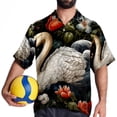 thumbnail image 4 of Swan Men's Short Sleeve Beach Shirts Hawaiian Button Down Casual Summer Printed Unisex Top, 4 of 6