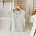 thumbnail image 2 of Kaemgyyd Baby Boys Shirt Summer Casual Button Sleeveless Beach Top Cotton Breathable Crew Neck Plain Tee for Infant Girls 1- 9 Y, 2 of 5