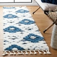 thumbnail image 2 of SAFAVIEH Moroccan Tassel Larry Geometric Shag Runner Rug, Blue/Ivory, 2'3" x 12', 2 of 11