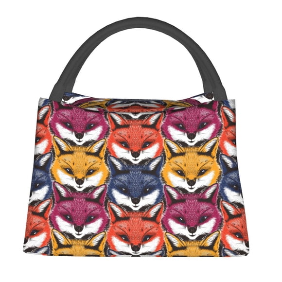Fotbe Fox Face Bolsa Térmica Portátil con Estampado, Bolsa de Entrega de Alimentos Aislada, Bolsa Reutilizable de Gran Capacidad para Comidas y Supermercado