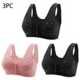 thumbnail image 2 of SMihono 3 Pack Daisy Bras for Older Women,Plus Size Front Closure Breathable Button Bra Full Support No Underwire Everyday Bras Pink XXL, 2 of 5