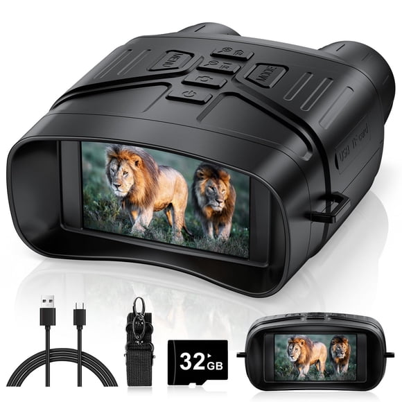HEXEUM Night Vision Goggles, 4K Night Vision Binoculars for Adults with 5000mAh Battery, 3" HD Screen & 32GB Card for Hunting, Wildlife Observation, Security