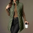 thumbnail image 2 of WTOBBY Women's Long Quilted Sleeveless Vest, Lightweight Zip Up Padded Gilet, Solid Color Warm Outerwear, Fashion Insulated Tank, Perfect for Layering in Cold Weather,Army Green M, 2 of 8
