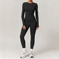 thumbnail image 4 of Ensemble de Yoga pour Femmes, Mode Décontractée Couleur Unie Manches Longues Col Rond Ajusté, Pantalons pour Femmes, 4 of 8