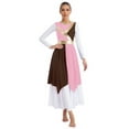 thumbnail image 3 of iiniim Women Metallic Color Block Dress Sleeveless Lyrical Dancewear Pink&Brown XL, 3 of 7