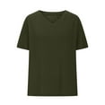 thumbnail image 4 of LADIGASU Women's V-Neck Short Sleeve Loose Solid Color T Shirt Tunic Summer Shirt Blouse, 4 of 6