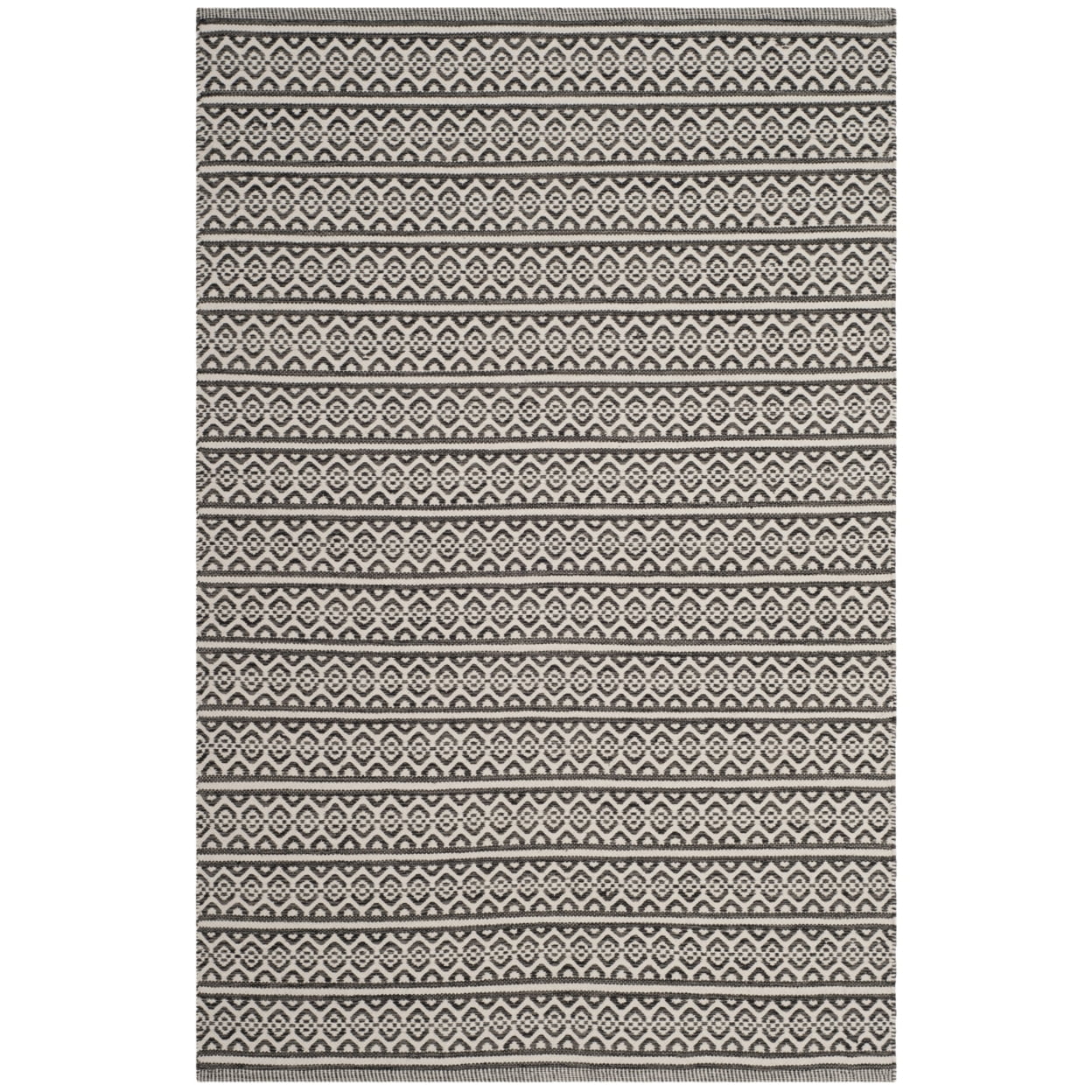 SAFAVIEH Montauk Randall Geometric Cotton Runner Rug, Ivory/Black, 2'3" x 6'
