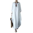 thumbnail image 1 of Bellella Robes Maxi pour Femmes Poches Robe d'Été Manches Longues Tunique Robe Aguichant Couleur Unie Plage Blanc G, 1 of 2